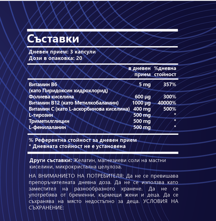 Dopamine Booster Натурална добавка за мотивация, настроение, прогрес, фокус