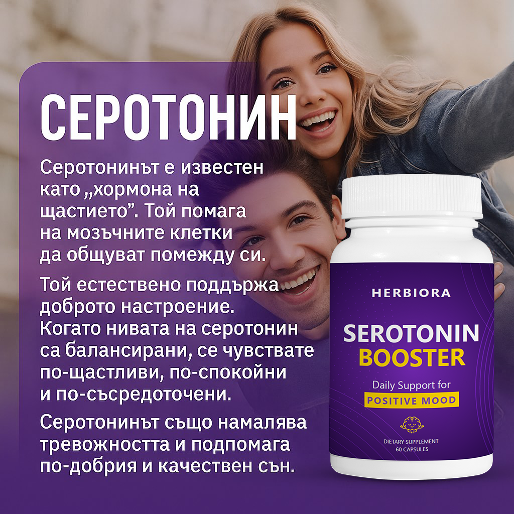 Serotonin Booster - Натурална подкрепа за повече настроение, спокойствие, качествен сън и устойчивост на стрес